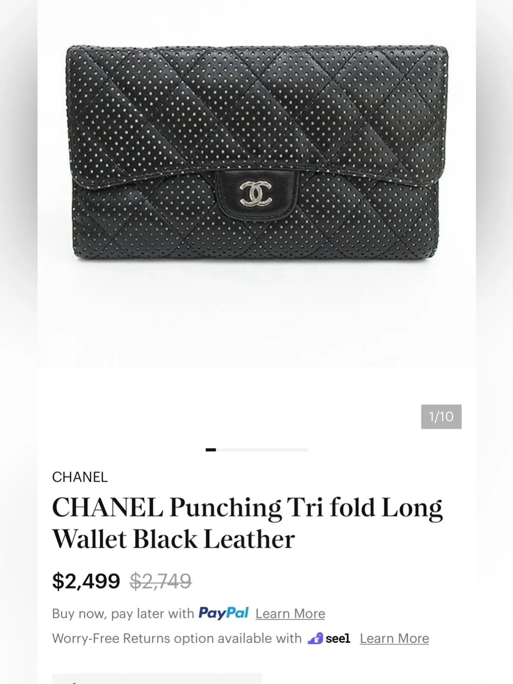 CHANEL Perforated Gusset Flap Wallet
